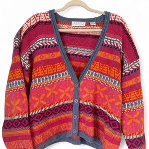 Vintage 1992 Secrets Sun Prints Cardigan Ramie Blend Hong Kong L